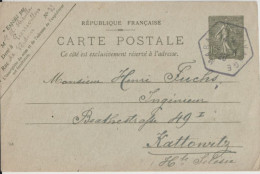 1920 - CACHET PROVISOIRE ALSACE / MOSELLE ! HEXAGONAL MARANGE SILVANGE ! CP ENTIER De PIERREVILLERS => KATTOWITZ SILESIE - Storia Postale