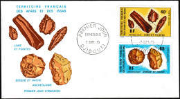 Afars Et Issas 1973 Y&T PA 89 Et 90 Sur FDC. Archéologie, Outils Préhistoriques - Vor- Und Frühgeschichte