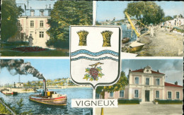 * Cpsm - VIGNEUX - Multivues - Château De Rouvres - Piscine - Ecluses Péniche - Mairie - Edit. RAYMON - 1964 - Vigneux Sur Seine