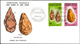 Afars Et Issas 1973 Y&T PA 83 Et 84 Sur FDC. Archéologie, Outils Préhistoriques - Vor- Und Frühgeschichte