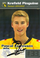 Autogramm Eishockey AK Pascal Zerressen Krefeld Pinguine 11-12 Tönisvorst SC Riessersee Kölner Haie Riessersee Duisburg - Invierno