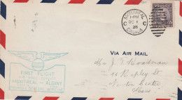 Montreal To Albany Canada 1928 Air Mail Cover Mailed - Aéreo