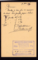 DDFF 533 - ROYAUTE - Entier Lion Couché Bruxelles 1891 - Cachet Ameublements Taelemans, Fournisseur De S.M. La Reine - Postkarten 1871-1909