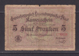 LUXEMBOURG - 1918 5 Franken Circulated Banknote - Luxemburg