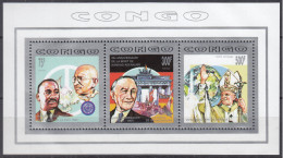 Congo 1992 Mi 1308,1310,1312, Gandhi, Adenauer,Pope Paul Block MNH - Mahatma Gandhi