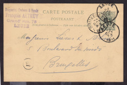 DDFF 539 - Entier Lion Couché LEUZE 1891 - Cachet Droguerie, Couleurs Et Vernis François Altruy à LEUZE - Briefkaarten 1871-1909
