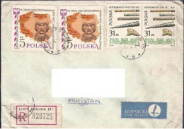 POLAND REGISTERED POSTAL USED AIRMAIL COVER TO PAKISTAN - Non Classificati