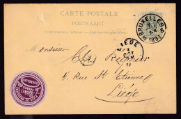 DDFF 542 - VIGNETTE (Fabricant De Meubles § Chaises) THONET Frères Sur Entier Lion Couché BRUXELLES 1891- - Briefkaarten 1871-1909