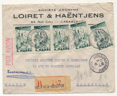 MAROC - Env En-tête Loiret & Haëntjens Casablance Affr Composé 2F Fez X5 Casablanca Bourse Recom. Avion 1942 - Lettres & Documents