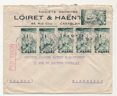 MAROC - Env En-tête Loiret & Haëntjens Casablance Affr Composé 2F Fez X6 Casablanca Bourse  Par Avion 1942 - Storia Postale