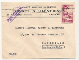 MAROC - Env En-tête Loiret & Haëntjens Casablance Affr 4F50 Omec Casablanca Bourse Par Avion 1947 - Covers & Documents