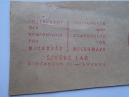 D200358  Red  Meter Stamp Cut- EMA - Freistempel  -1970  Components Fro Microwave   -Sweden  Stockholm  -Electro - Vignette [ATM]