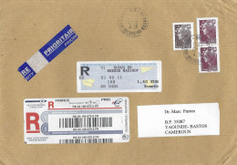 France 2011 Bourg En Bresse Marianne De Beaujard Avions En Papier ATM Registered Cover To Cameroun - 2008-2013 Marianna Di Beaujard