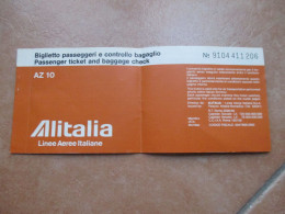 ITALIA Alitalia Linee Aeree Italiane Biglietto Passeggeri E Controllo Bagaglio AZ 10 - Europa