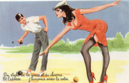 Pétanque Sports Boules Joueurs De Boules Jeu De Boules Humour Fanny Pin-Up - Bocce