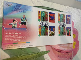 Hong Kong Stamp 2004 Table Tennis FDC (2) Stamps In Different Sticked - Cartas & Documentos