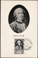 France 1950 Y&T 856 Sur Carte Maximum. Buffon, Considéré Comme Fondateur De L'anthropologie, Homme Préhistorique - Prehistory