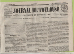 JOURNAL DE TOULOUSE 07 08 1844 - BAGNERES DE LUCHON - MONTPELLIER - BEAUCAIRE - MAROC - BRIGHTON TORPILLE WAGNER - 1800 - 1849