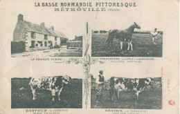 50 RETHOVILLE - LA GRANDE FERME - TYROLIENNE & SA POULICHE - DARFOU (TAUREAU) - BEATRIX (VACHE COTENTINE) - TOP RARE - Autres & Non Classés