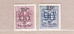 1954 Nr 941-42** Zonder Scharnier.Cijfer Op Heraldieke Leeuw.OBP 3 Euro. - 1951-1975 Heraldischer Löwe (Lion Héraldique)