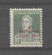 ARGENTINA 1931 SAN MARTIN OVERPRINTED ANNIVERSARY OF REVOLUTION SCOTT 400 MNH - Nuevos