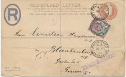 GB 1903 EVII 3d Postal Stationery Registered Env (backside See Scan) Uprated 1 1/2d With CDS Thimble 21mm "REGISTERED / - Cartas & Documentos