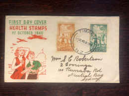 NEW ZEALAND FDC TRAVELLED COVER LETTER TO AUSTRALIA 1940 YEAR HEALTH MEDICINE - Briefe U. Dokumente