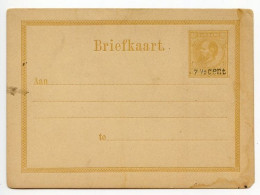 Suriname 19th Century Mint Postal Card - 7 1/2c. Surcharge Overprint On 12 1/2c. King William III - Suriname ... - 1975