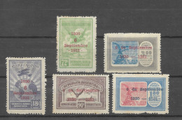 ARGENTINA 1931 AIRPLANE AND GLOBE MAP EAGLE COMPLETE C30/34 OVPT IN RED MH - Nuevos