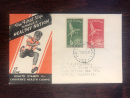 NEW ZEALAND FDC TRAVELLED COVER LETTER TO AUSTRALIA 1947 YEAR HEALTH MEDICINE - Covers & Documents