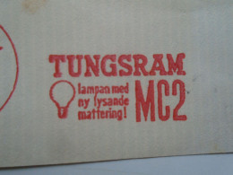 D200395 Red  Meter Stamp Cut- EMA - Freistempel  -1968 TUNGSRAM MC2  - Stockholm Sweden - Elektrizität