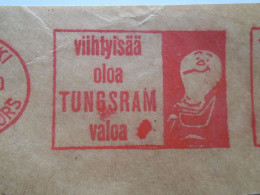 D200396  Red  Meter Stamp Cut- EMA - Freistempel  -1970 TUNGSRAM   - Helsinki - Finland Suomi - Electricity