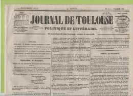 JOURNAL DE TOULOUSE 27 12 1844 - ARIEGE - CAISSES D'EPARGNE - SPANDAU EXECUTION REGICIDE TSCHECH - POLIGNAC - WEBER - 1800 - 1849