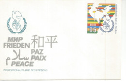 ALEMANIA DDR ENTERO POSTAL PAZ PEACE PAIX AÑO INTERNACIONAL - Umschläge - Ungebraucht