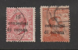 TRENTO  &  TRIESTE:  1919  SOPRASTAMPATI  -  10 C./10 C. + 20 C./20 C. US. -  SASS. 4 + 5 - Trentino & Triest