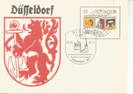 ALEMANIA DDR ENTERO POSTAL DUSSELDORF BRIEFMARKEN AUSSTELLUNG JUGEND ESCUDO LEON LION - Omslagen