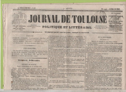 JOURNAL DE TOULOUSE 14 12 1845 - CONSEIL MUNICIPAL - BOUCHERIE PRIX DE LA VIANDE - ARIEGE - TOULON - ASNIERES - ASCO - 1800 - 1849