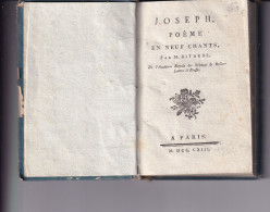 JOSEPH Poèmes En Neuf Chants Par M. Bitaubé De L'Académie Royale Des Sciences & Belles Lettres De Prusse 1763 - Autores Franceses