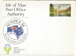 ISLE OF MAN ENTERO POSTAL AUSIPEX 84 MELBOURNE ARQUITECTURA - Monumenti