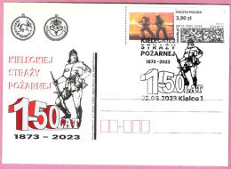 Poland 2023, Kielce 2-sided Entire, Postcard, Fire Brigade Pompier Firemen, LIMITED EDITION - Sapeurs-Pompiers