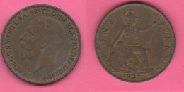 Great Britain Penny 1927 King Georgius V° Inghilterra Regno Unito Bronze Coin - D. 1 Penny