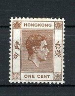 H-K  Yv. N° 140 SG N°140  *  1c Brun George VI Cote 1 Euro BE  2 Scans - Ongebruikt