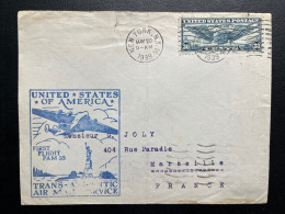 ENVELOPPE ETATS UNIS USA / 1939 NEW YORK POUR MARSEILLE FRANCE / FIRST FLIGHT FAM 18 TRANS ATLANTIC AIR MAIL SERVICE - Cartas & Documentos