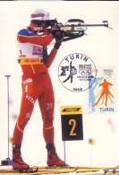 2006 Jeux Olympiques Turin 1er Jour Paris Sur Carte Postale Biathlon - Winter 2006: Turin