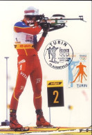 2006 Jeux Olympiques Turin 1er Jour Albertville Sur Carte Postale Biathlon - Invierno 2006: Turín