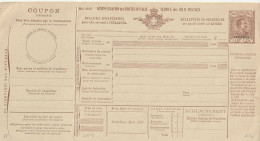 BOLLETTINO SPEDIZIONE PACCHI ALL'ESTERO L.1,25 1908 LEVANTE NUOVO -PIEGA A SX (XT1884 - Pacchi Postali