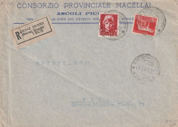 RACCOMANDATA 1945 LUOGOTENENZA 5+2 TIMBRO ASCOLI PICENO  (XT1681 - Marcophilie