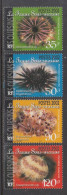 2002 French Polynesia Sea Urchins Marine Life EMBOSSED Complete Set Of 4 MNH - Neufs