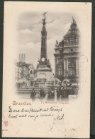 Bruxelles 1898 - Le Monument Anspach Met Groepje Mensen - Animé - Andere & Zonder Classificatie