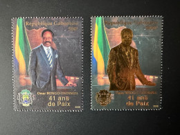 Gabon Gabun 2008 Mi. 1693 - 1694 41e Anniversaire Magistrature Surprême Président Omar Bongo Ondimba Scarce Or Gold MNH - Gabon